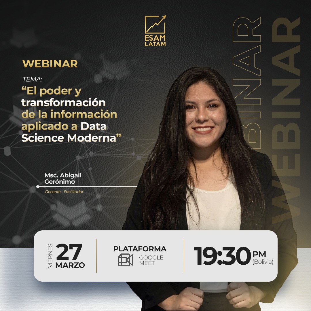 Portada del evento El poder y transformación de la información aplicado a Data Science Moderna.