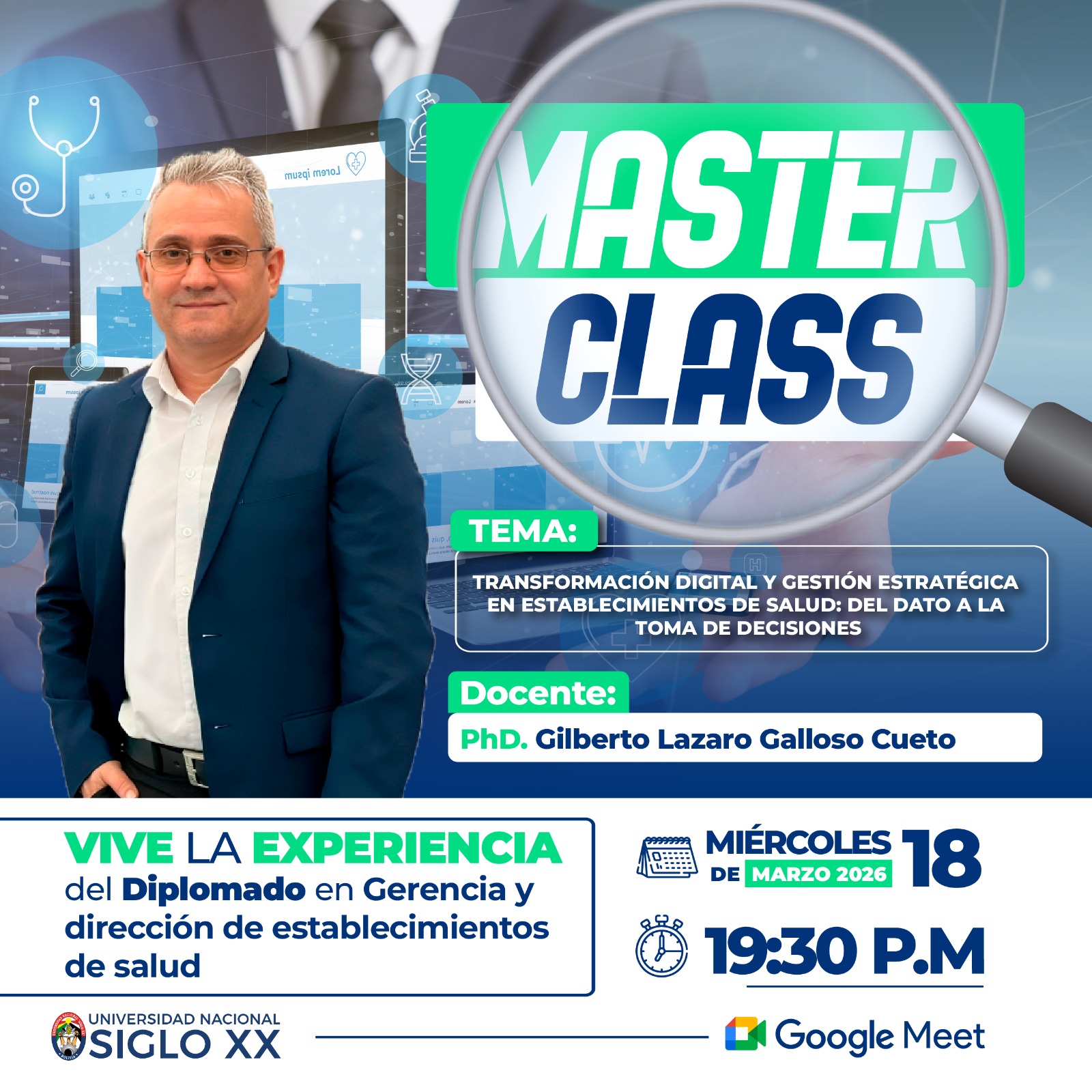 Imagen del evento TRANSFORMACION DIGITAL Y GESTION ESTRATEGICA EN ESTABLECIMIENTOS DE SALUD: DEL DATO A LA TOMA DE DECISIONES