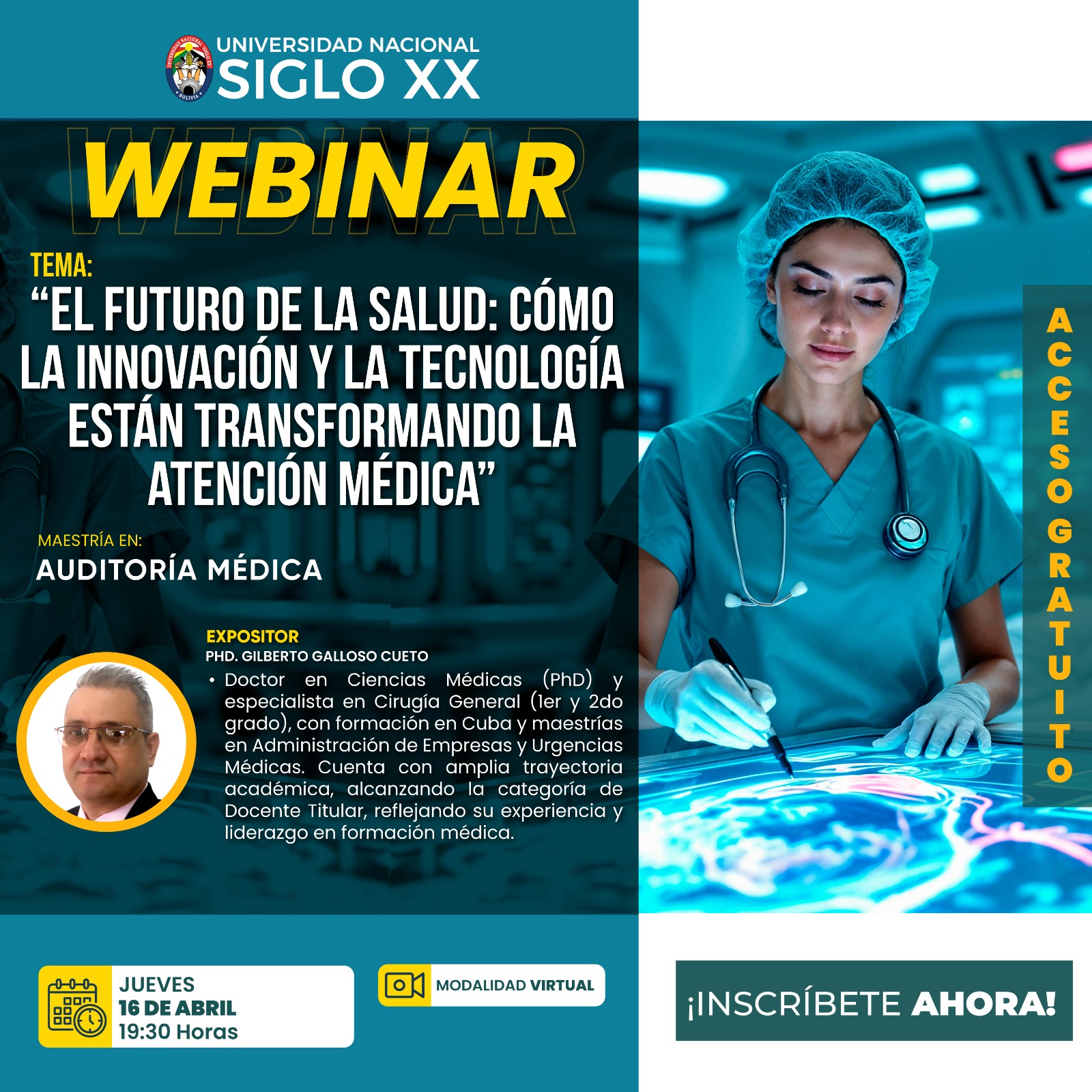 Portada del evento EL FUTURO DE LA SALUD: CÓMO LA INNOVACIÓN Y LA TECNOLOGÍA ESTÁN TRANSFORMANDO LA ATENCIÓN MÉDICA