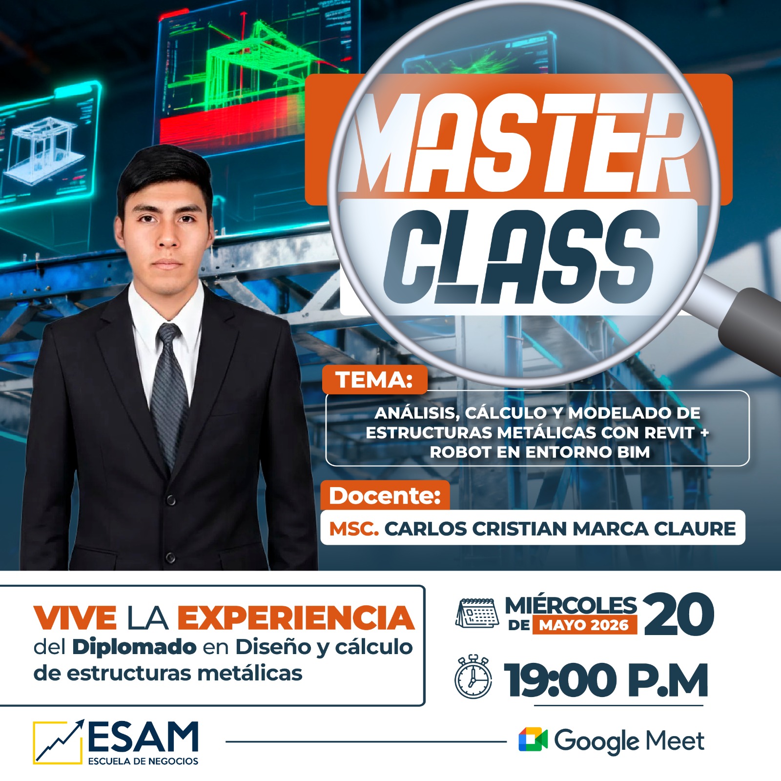 Portada del evento ANALISIS, CALCULO Y MODELADO DE ESTRUCTURAS METALICAS CON REVIT + ROBOT EN ENTORNO BIM