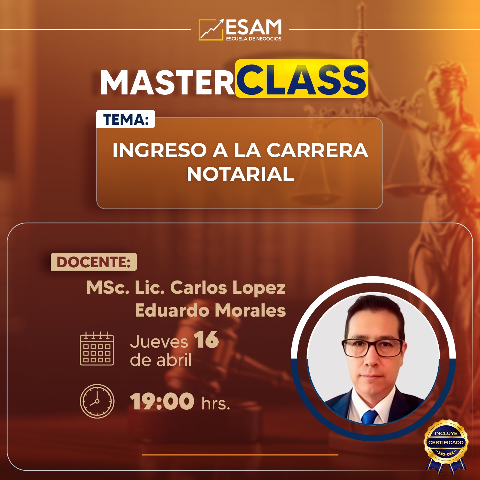 Portada del evento INGRESO A LA CARRERA NOTARIAL