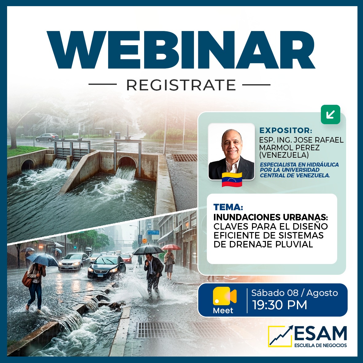 Portada del evento INUNDACIONES URBANAS: CLAVES PARA EL DISEÑO EFICIENTE DE SISTEMAS DE DRENAJE PLUVIAL