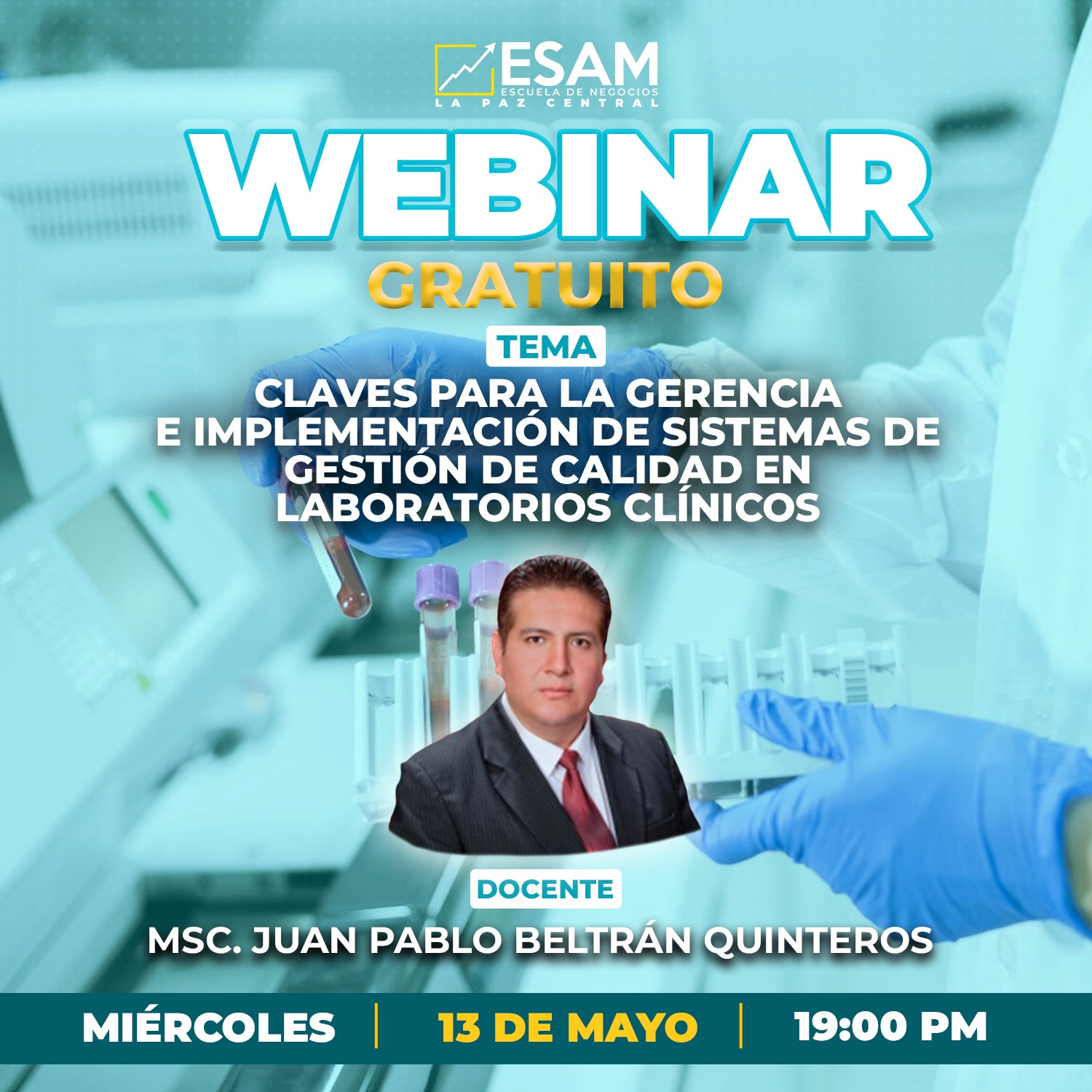 Portada del evento Claves para la Gerencia e implementación de sistemas de Gestión de Calidad en Laboratorios Clínicos