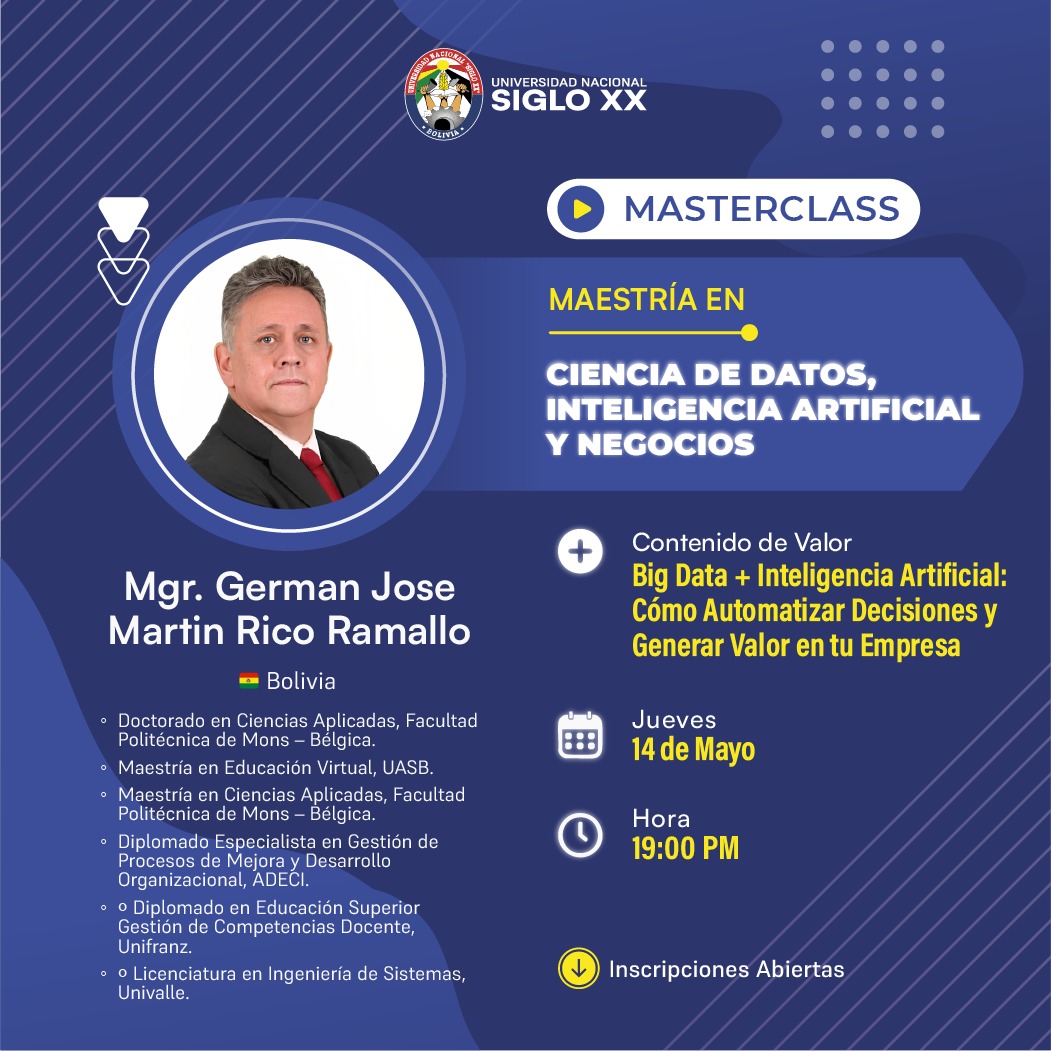 Portada del evento CIENCIA DE DATOS, INTELIGENCIA ARTIFICIAL Y NEGOCIOS