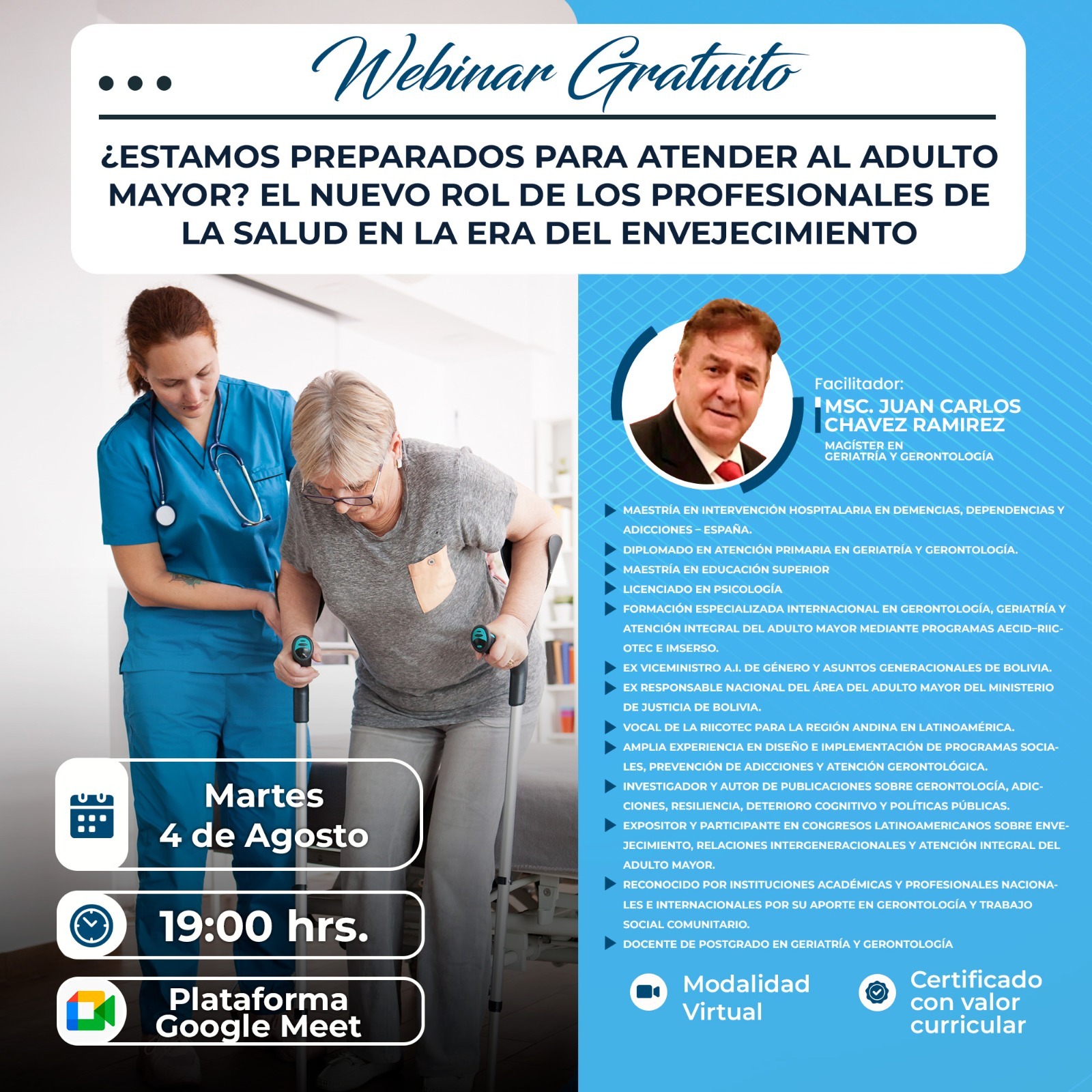 Imagen del evento ¿ESTAMOS PREPARADOS PARA ATENDER AL ADULTO MAYOR? EL NUEVO ROL DE LOS PROFESIONALES DE LA SALUD EN LA ERA DEL ENVEJECIMIENTO