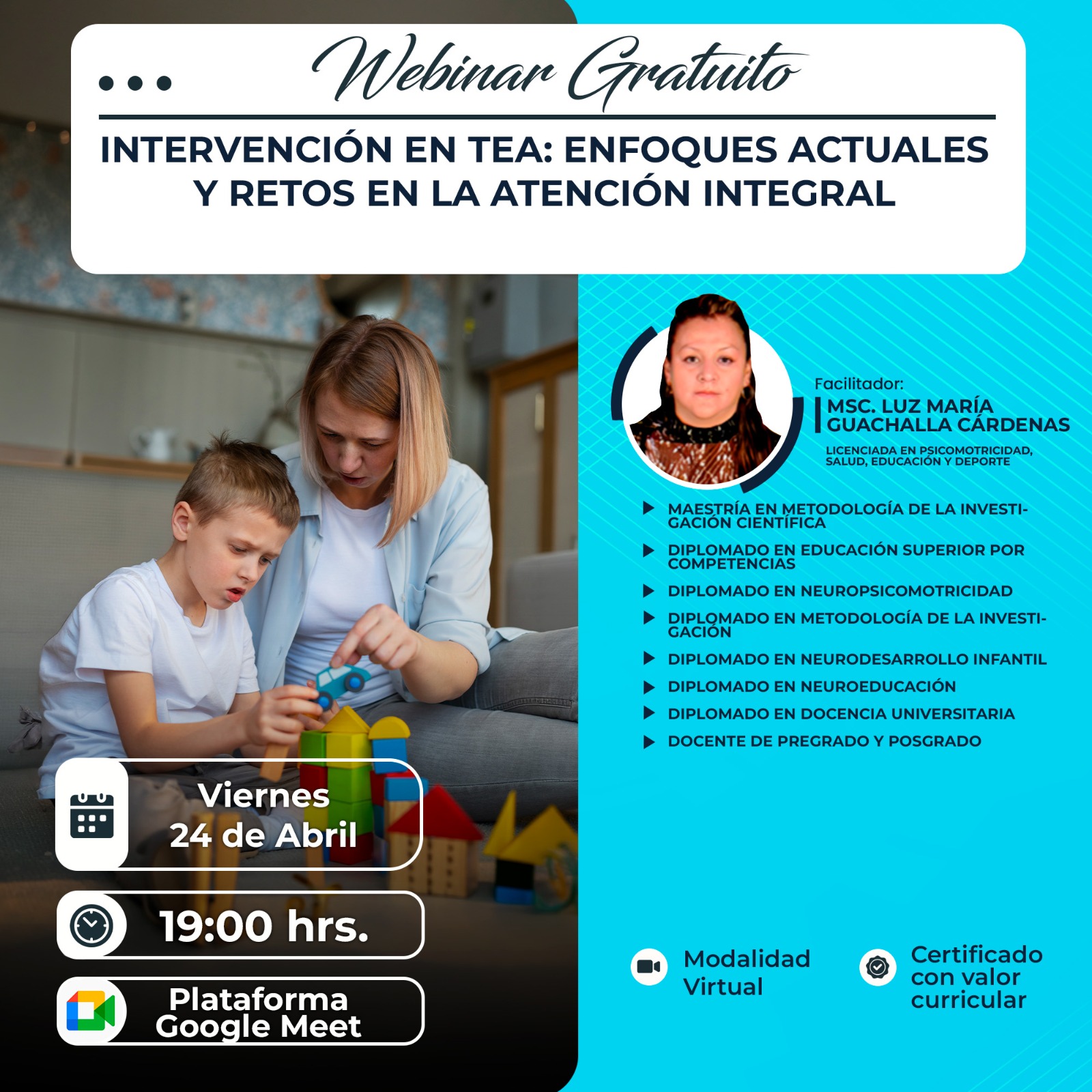 Portada del evento "INTERVENCION EN TEA: ENFOQUES ACTUALES Y RETOS EN LA ATENCION INTEGRAL"