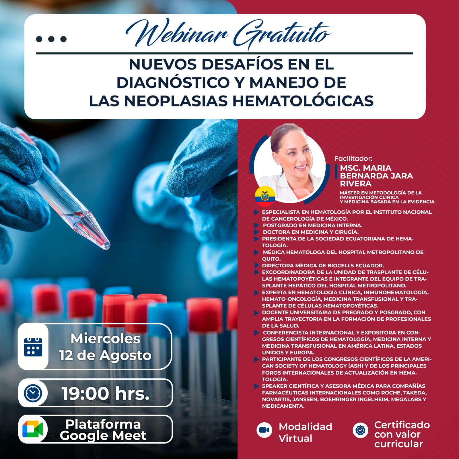 Portada del evento "NUEVOS DESAFIOS EN EL DIAGNOSTICO Y MANEJO DE LAS NEOPLASIAS HEMATOLOGICAS"