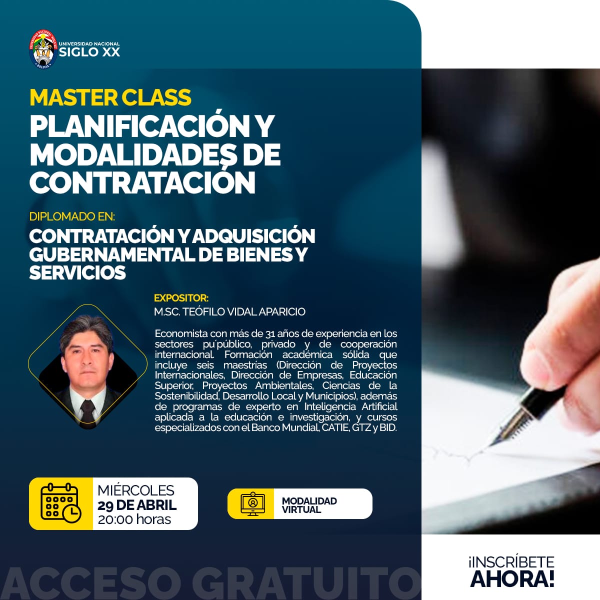Portada del evento PLANIFICACIÓN Y MODALIDADES DE CONTRATACIÓN PÚBLICA