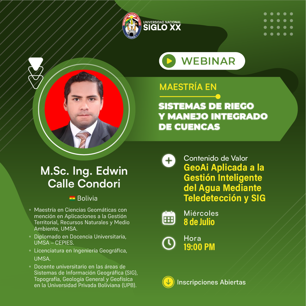 Portada del evento WEBINAR EN SISTEMAS DE RIEGO Y GESTIÓN DE CUENCAS 2.0