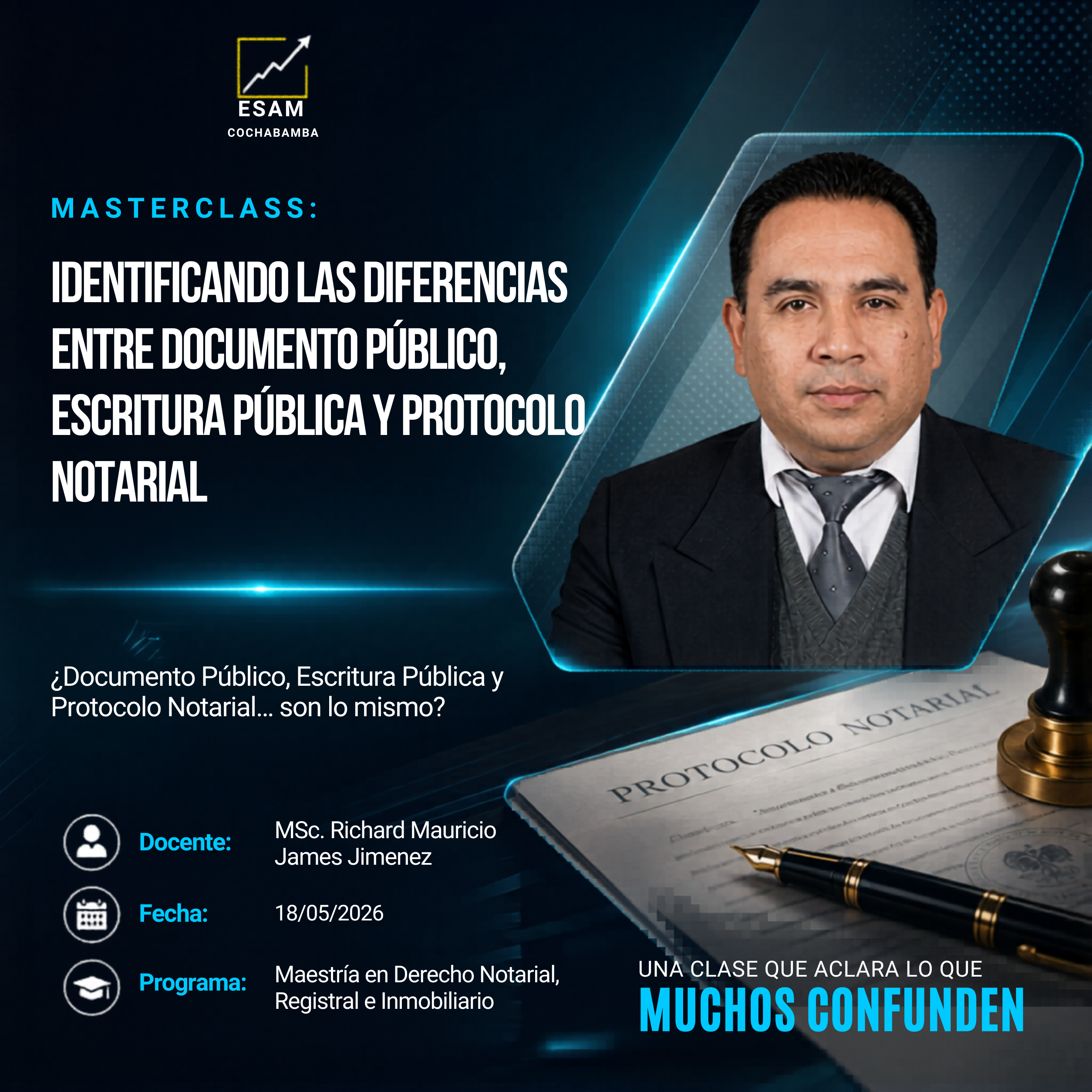 Portada del evento Identificando las diferencias entre Documento publico, escritura pública y protocolo notarial