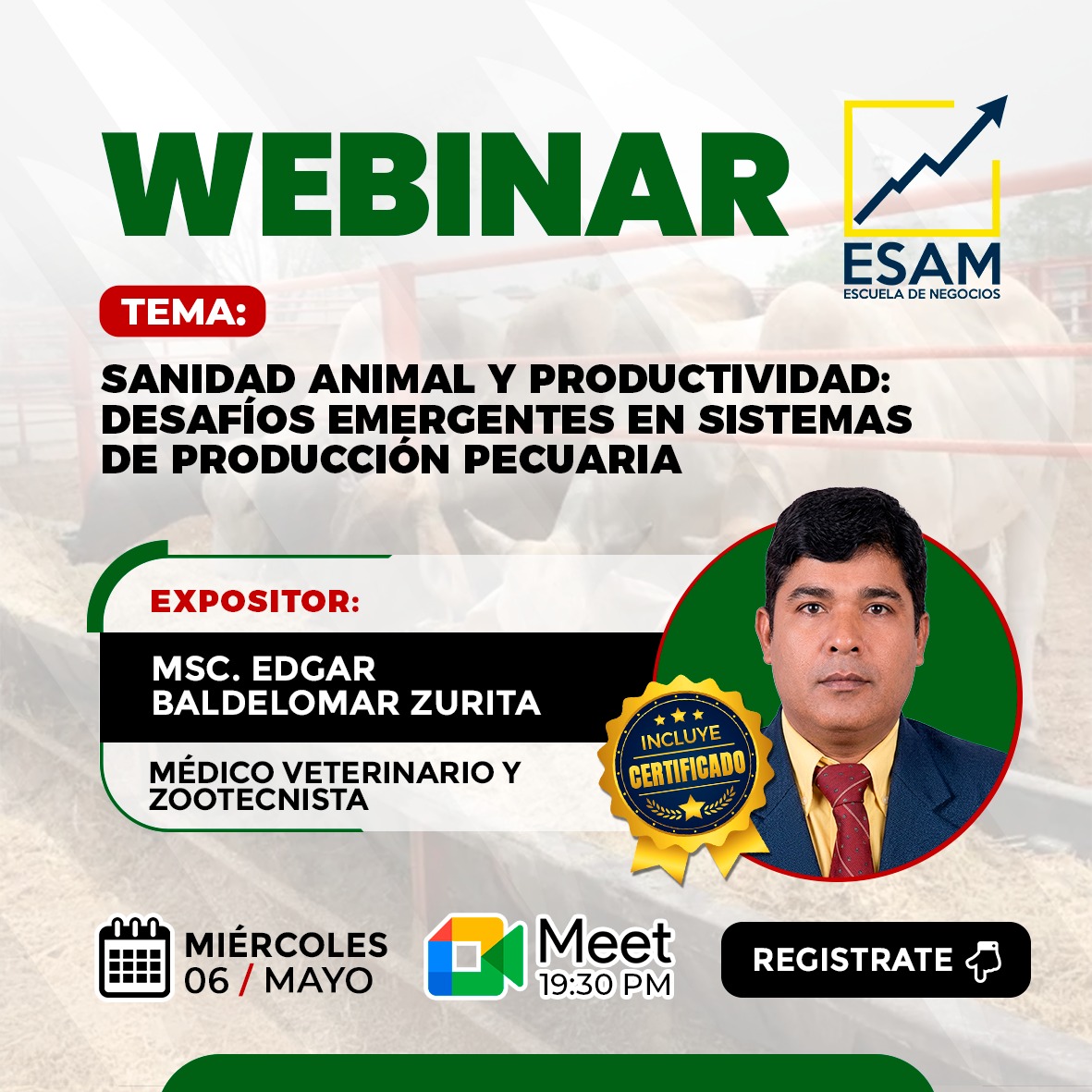 Portada del evento SANIDAD ANIMAL Y PRODUCTIVIDAD: DESAFIOS EMERGENTES EN SISTEMAS DE PRODUCCIÓN PECUARIA