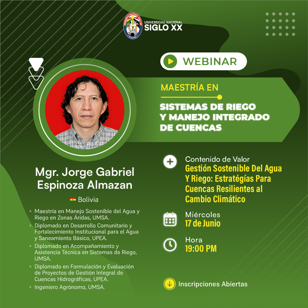 Portada del evento WEBINAR EN SISTEMAS DE RIEGO Y GESTIÓN DE CUENCAS