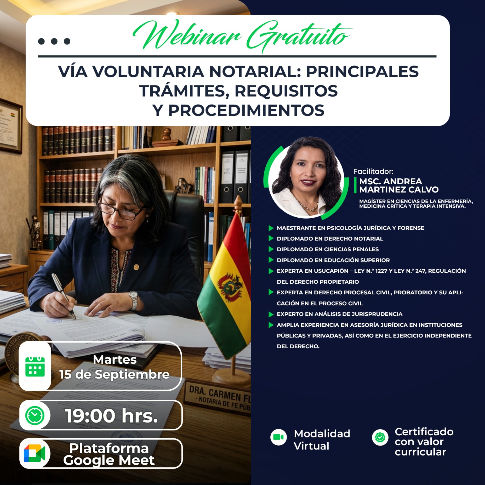 Portada del evento "VÍA VOLUNTARIA NOTARIAL: PRINCIPALES TRÁMITES, REQUISITOS Y PROCEDIMIENTOS"