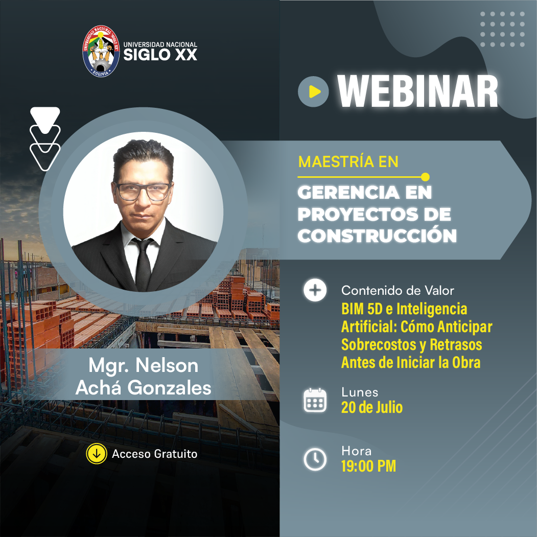 Portada del evento WEBINAR EN GERENCIA DE PROYECTOS DE CONSTRUCCIÓN 2.0