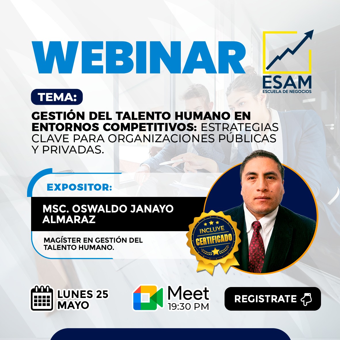 Portada del evento GESTIÓN DEL TALENTO HUMANO EN ENTORNOS COMPETITIVOS: ESTRATEGIAS CLAVE PARA ORGANIZACIONES PÚBLICAS Y PRIVADAS
