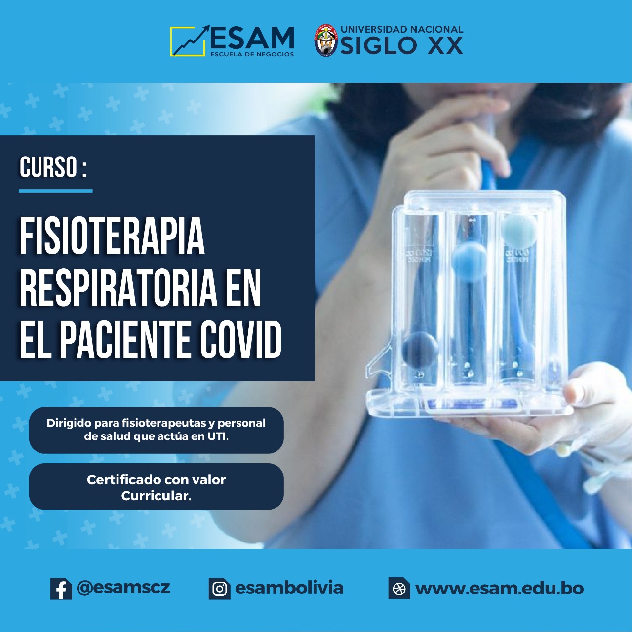 Pordata del programa Esam Cursos Fisioterapia Respiratoria en el Paciente COVID