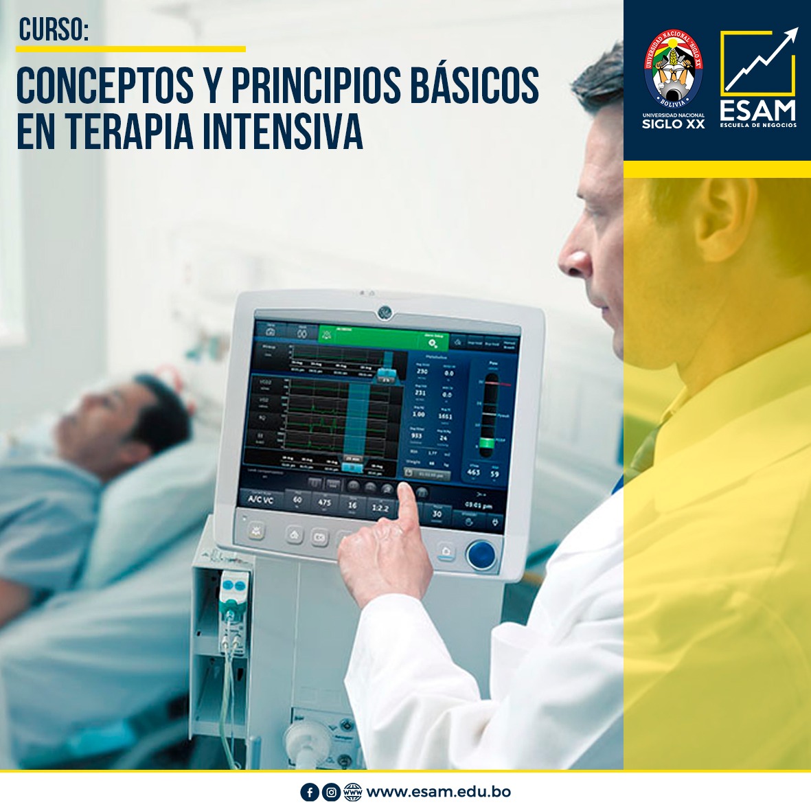 Pordata del programa Esam Cursos CONCEPTOS Y PRINCIPIOS BASICOS EN TERAPIA INTENSIVA