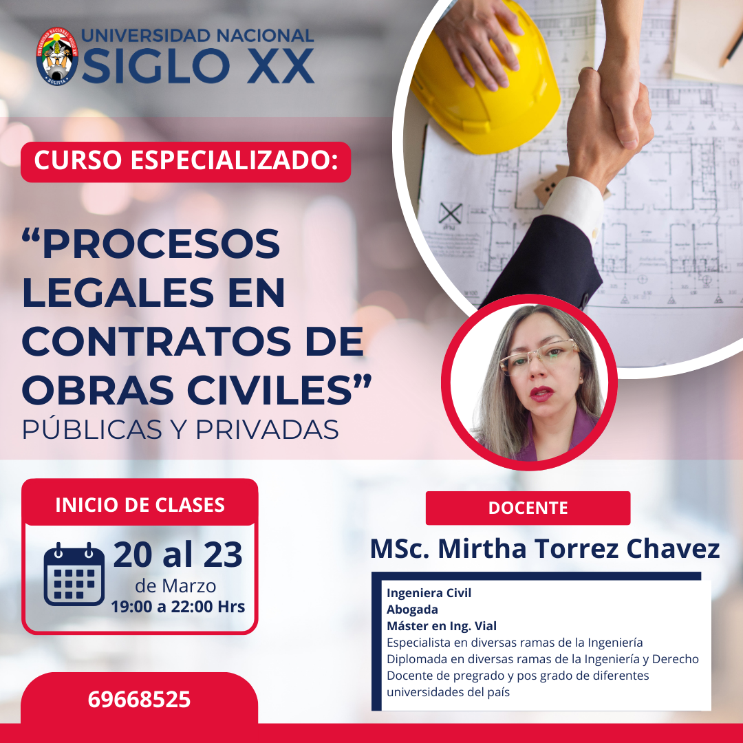 Pordata del programa Esam Cursos PROCESOS LEGALES EN CONTRATOS DE OBRAS CIVILES PÚBLICAS Y PRIVADAS