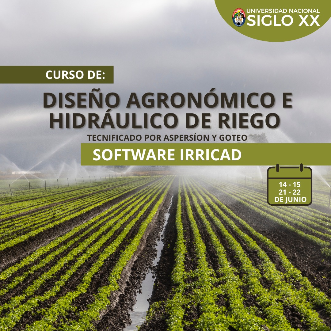 Pordata del programa Esam Cursos DISEÑO AGRONÓMICO E HIDRÁULICO DE RIEGO TECNIFICADO POR ASPERSIÓN Y GOTEO SOFTWARE IRRICAD