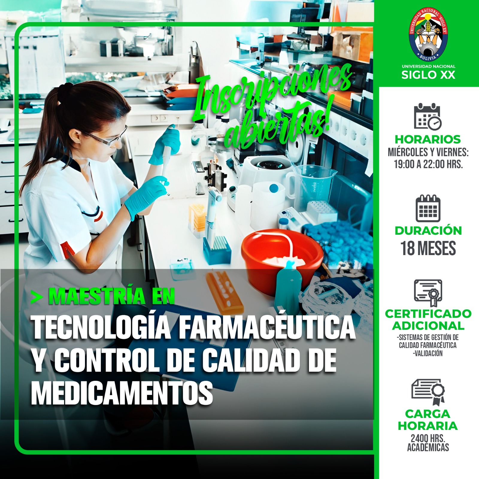 Maestría MAESTRÍA EN TECNOLOGÍA FARMACÉUTICA Y CONTROL DE CALIDAD DE MEDICAMENTOS