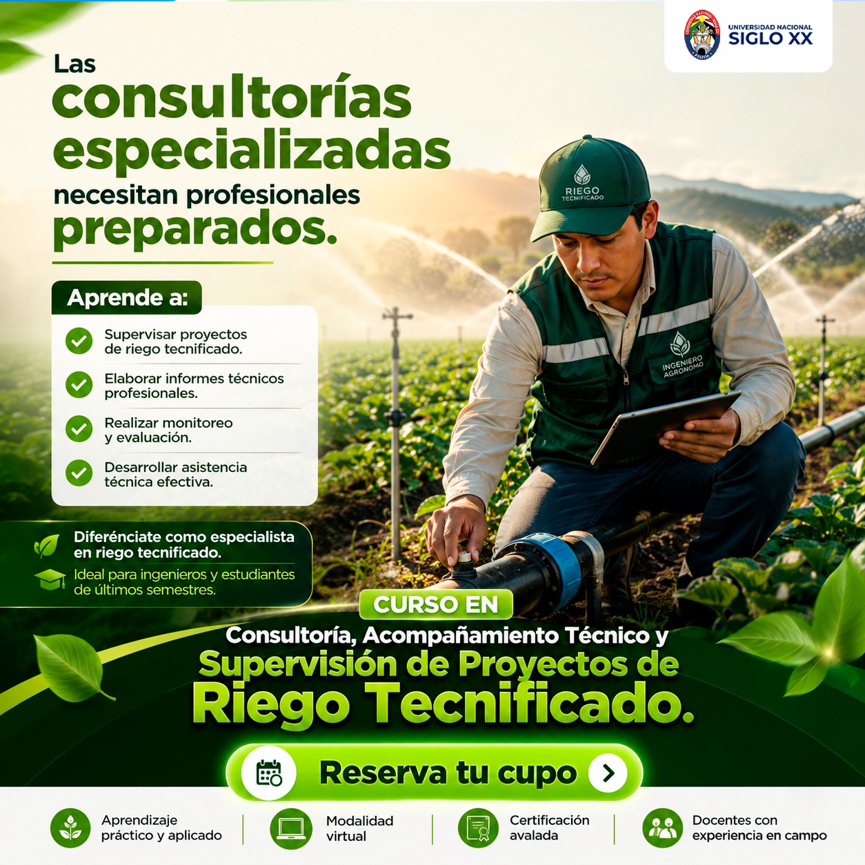 Portada del programa CONSULTORÍA, ACOMPAÑAMIENTO TÉCNICO Y SUPERVISIÓN DE PROYECTOS DE RIEGO TECNIFICADO