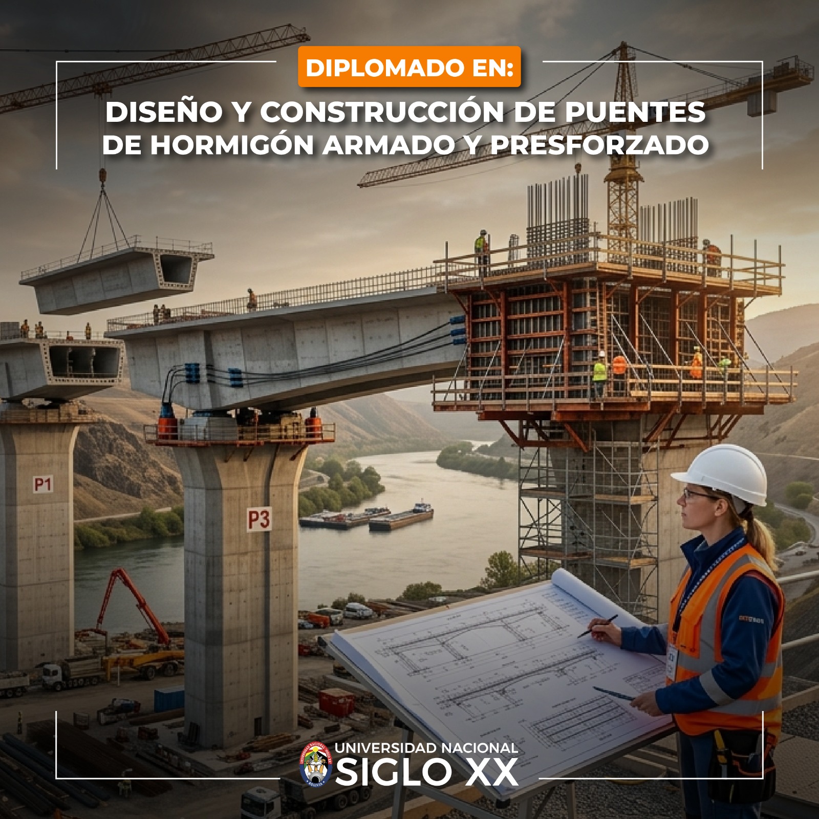 Portada del programa DIPLOMADO EN DISEÑO Y CONSTRUCCIÓN DE PUENTES DE HORMIGÓN ARMADO Y PRESFORZADO