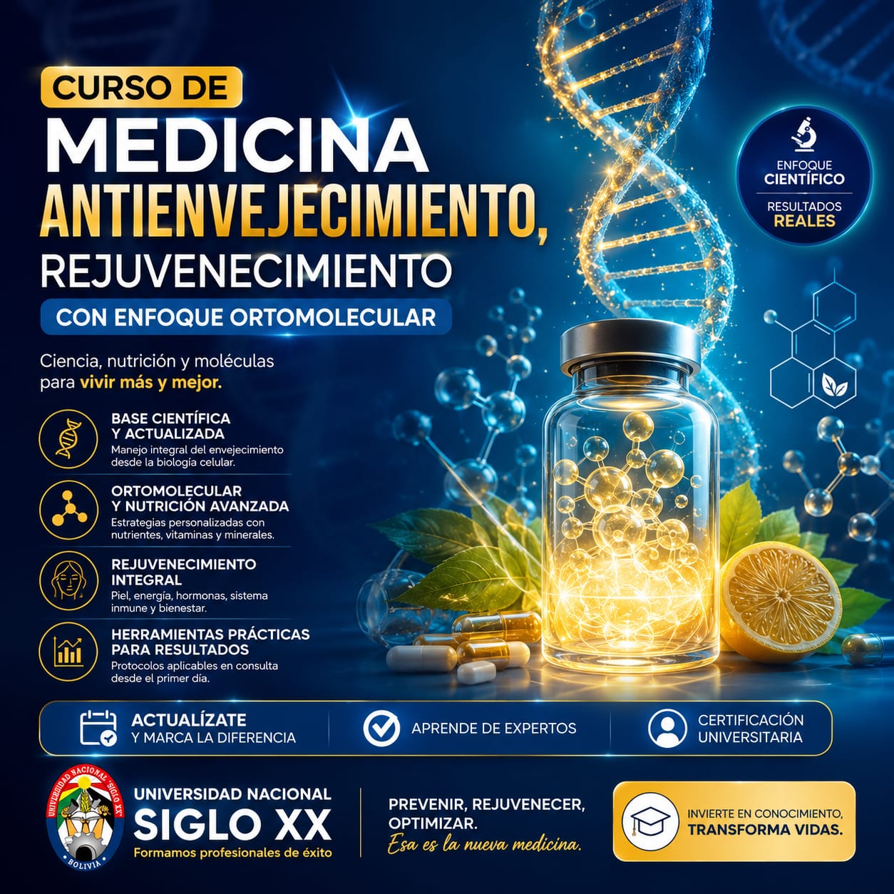 Portada del programa Medicina Antienvejecimiento, Rejuvenecimiento con Enfoque Ortomolecular