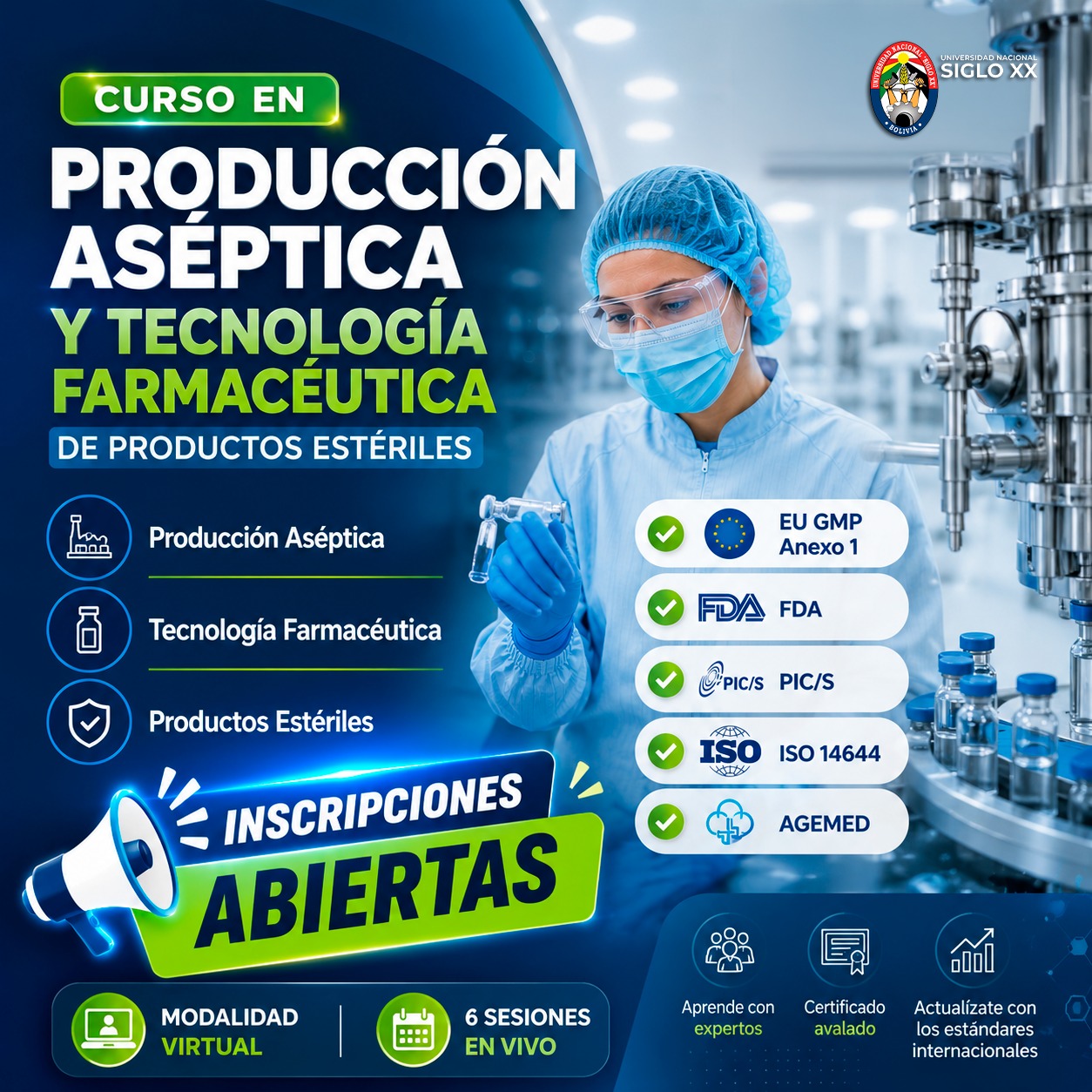 Portada del programa Producción Aséptica y Tecnología Farmacéutica de Productos Estériles