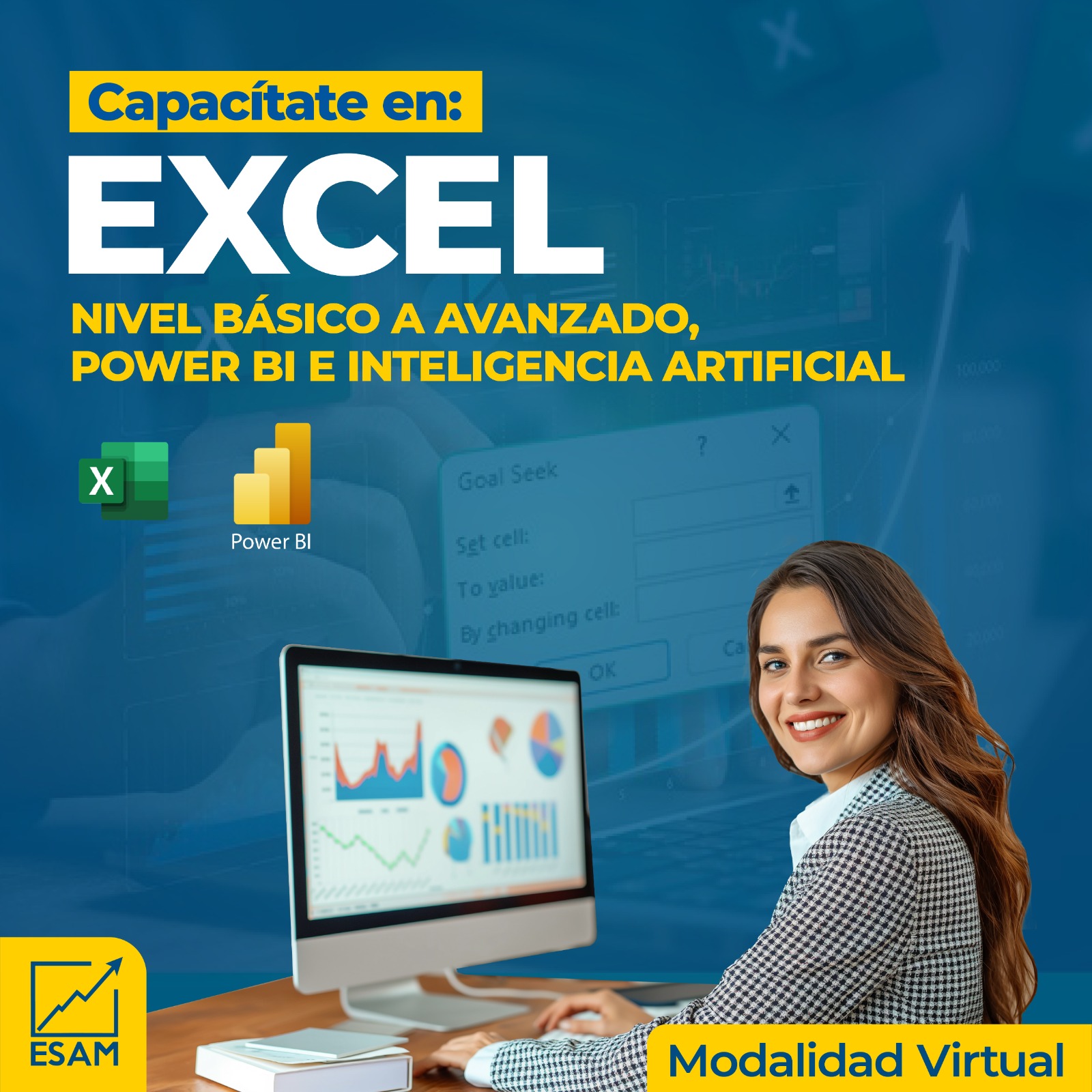 Portada del programa Excel Básico a Avanzado, Power BI e Inteligencia Artificial